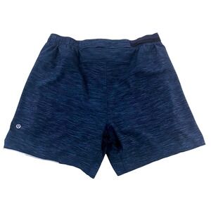 Lululemon Mens Surge Short 6 Lined Navy Blue Space Dye Heathered Large